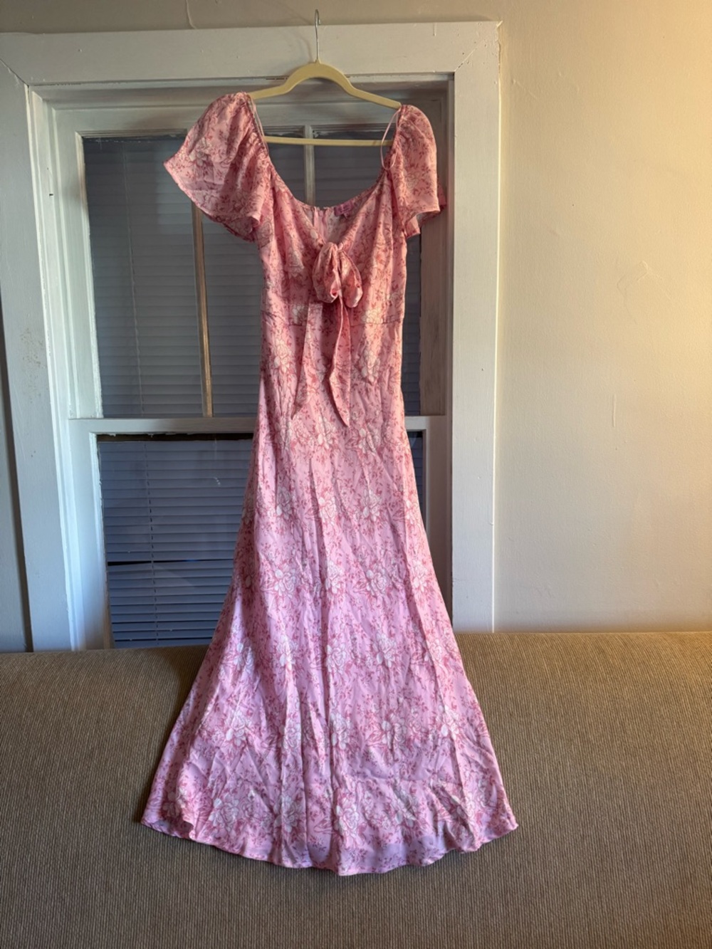 Francescas Pink Floral Tie-Front Maxi Dress